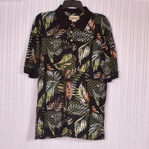 Paradise Cove Polo Mens Hawaiian Shirt Feathers Size Medium